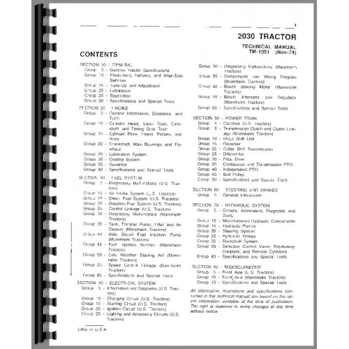 Jd 1830 Tractor Owners Manual